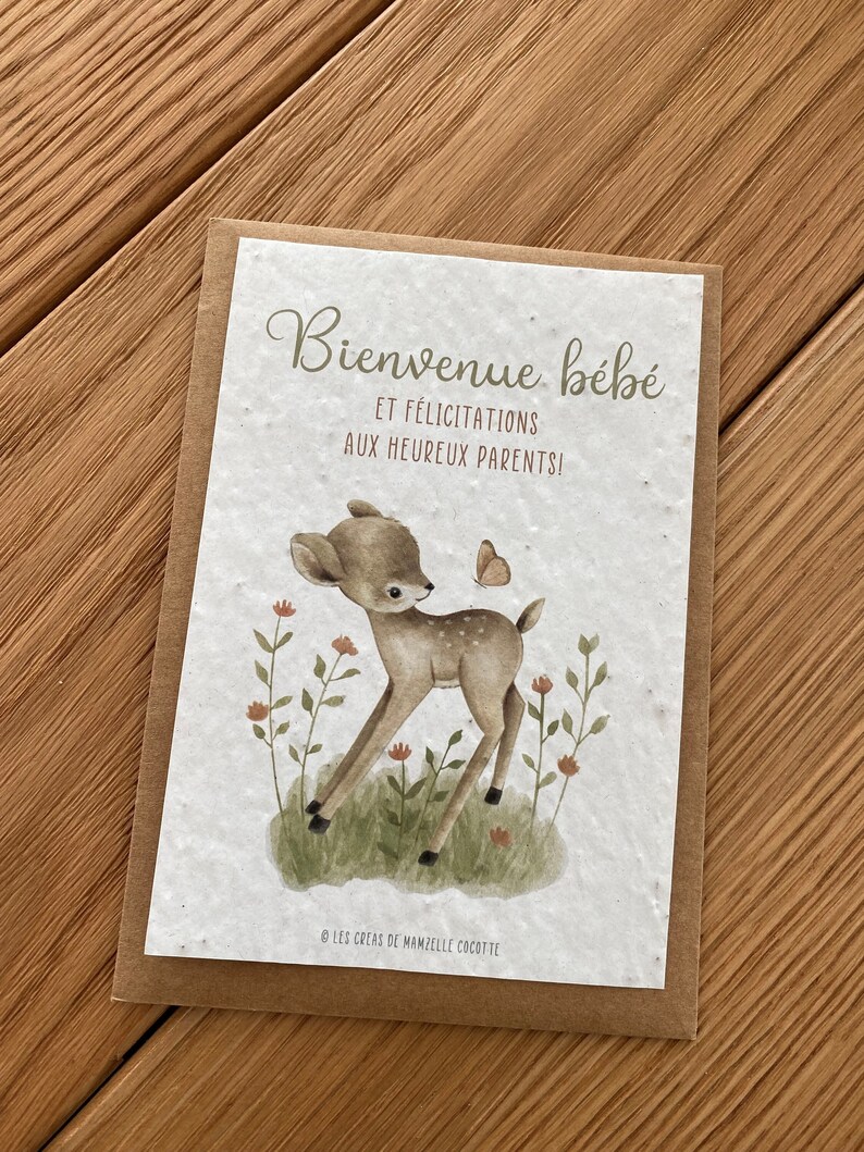 Carte à planter Bienvenue Bébé - Naissance - Papeterie - Carte à pousser - Félicitations image 1