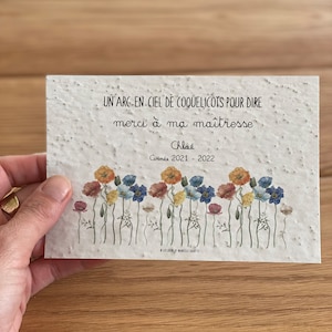 Thank you Teacher plantable card - Teacher - Atsem - Nanny - Nursery - Push card - Child - Stationery - End of year gift - Ecology image 2