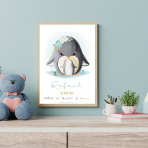 Affiche naissance personnalisée Collection Aquarelle Fille Garçon Cadeau personnalisé Chambre enfant Décoration Affiche bébé image 5