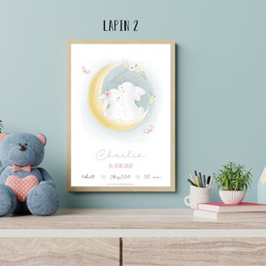 Affiche naissance personnalisée Collection Aquarelle Fille Garçon Cadeau personnalisé Chambre enfant Décoration Affiche bébé image 6