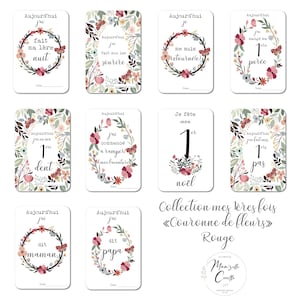 Milestone cards Birth Flowers Baby Flower crown Family Pregnancy Souvenir Stationery My first year image 6