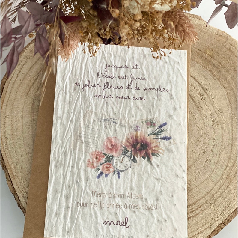 Carte à planter Merci Maître - Maîtresse - Atsem - Carte à pousser - Enfant - Papeterie - Cadeau de fin d'année image 6