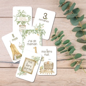 Cartes étapes - Watercolor - Naissance - Bébé - Boho - Aquarelle - Famille - Grossesse - Souvenir - Papeterie - Ma première année