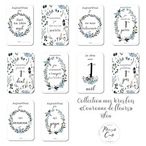 Milestone cards Birth Flowers Baby Flower crown Family Pregnancy Souvenir Stationery My first year image 8