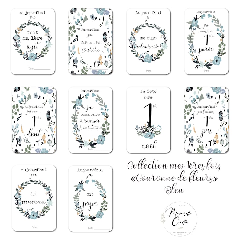 Milestone cards Birth Flowers Baby Flower crown Family Pregnancy Souvenir Stationery My first year image 8