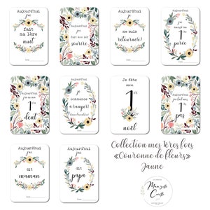 Cartes étapes Naissance Fleurs Bébé Couronne de fleurs Famille Grossesse Souvenir Papeterie Ma première année image 10