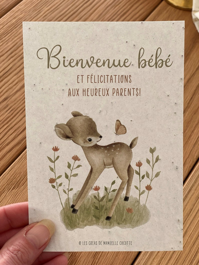 Carte à planter Bienvenue Bébé - Naissance - Papeterie - Carte à pousser - Félicitations image 2