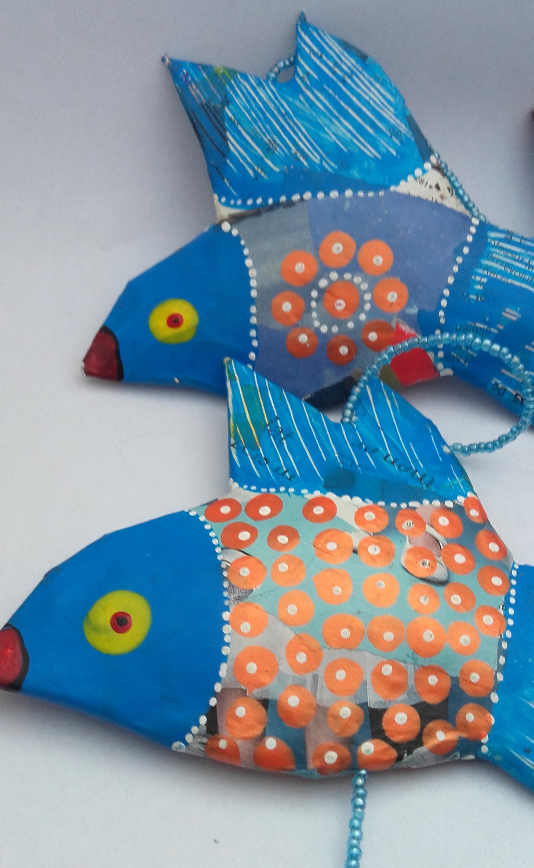 Guirlande de 5 Oiseaux Colibris Journal Bleus