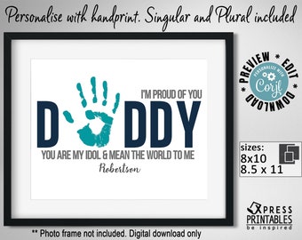Personalised Father's Day Printable: Handprint Art | DIY Daddy Art | Editable Father's Day Card | Personalised Gift | Instant Download