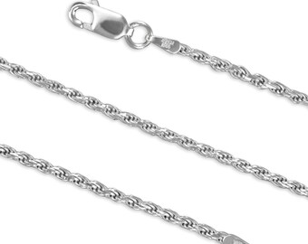 Sterling Silver Diamond Cut High Polished 1.5mm Italian Twisted Rope Chain Necklace 16-30