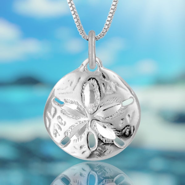 925 Sterling Silver Sand Dollar Pendant Necklace with Chain