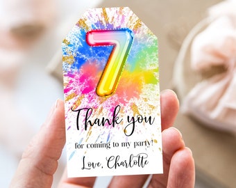 25 Art / Painting Party Favor Tags - Rainbow Paint Splatter Birthday Favors