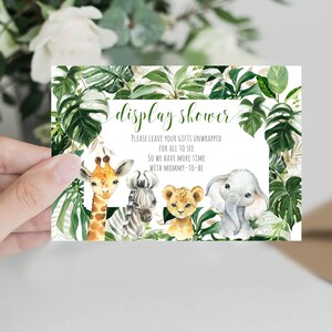 Présentoir carte de douche, téléchargement immédiat, baby shower garçon safari dans la jungle, cartes de baby shower safari, baby shower safari, baby shower de la jungle v3