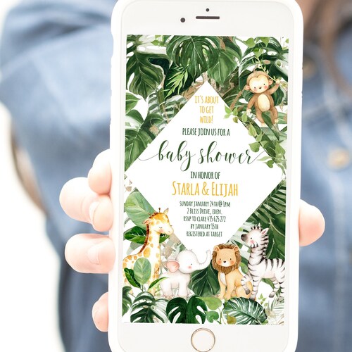 Safari It's a Boy Baby Shower Evite Editable Electronic Etsy