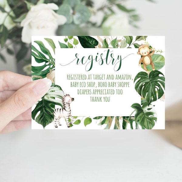 Baby Shower Registry Card, Baby Shower Add on Cards, Jungle Safari Baby Shower, saf1