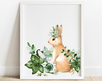 Animal Prints, Bunny Print, Woodland Rabbit, Bunny Nursery Decor, Nursery Print, Cute Bunny Printable, Woodland Nursery Art