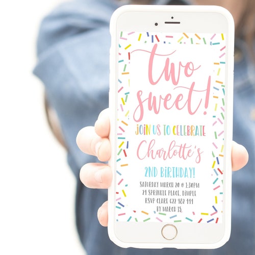 Two Sweet Birthday Party Invitation Editable Template Second - Etsy