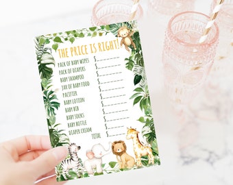 Printable Baby Shower Games, Price is Right Baby Shower Game Baby Shower Woodland, Woodland Animals Deer, Printable Games, saf1