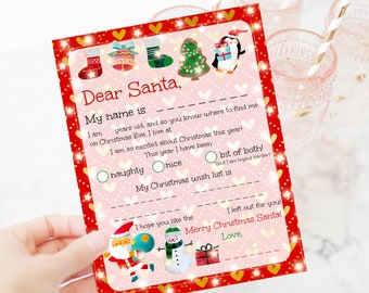 Letter To Santa Template, Letter to the North Pole, Letter to Santa, Kids Letter to Santa, Santa Claus Letter, Instant download