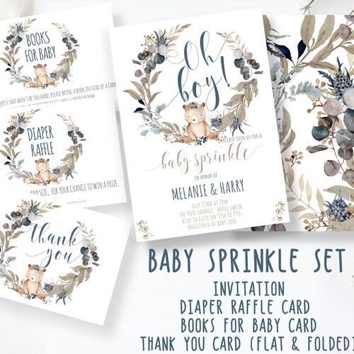 OH BOY Sprinkle Invitation Set Baby Boy Shower Invitation Etsy
