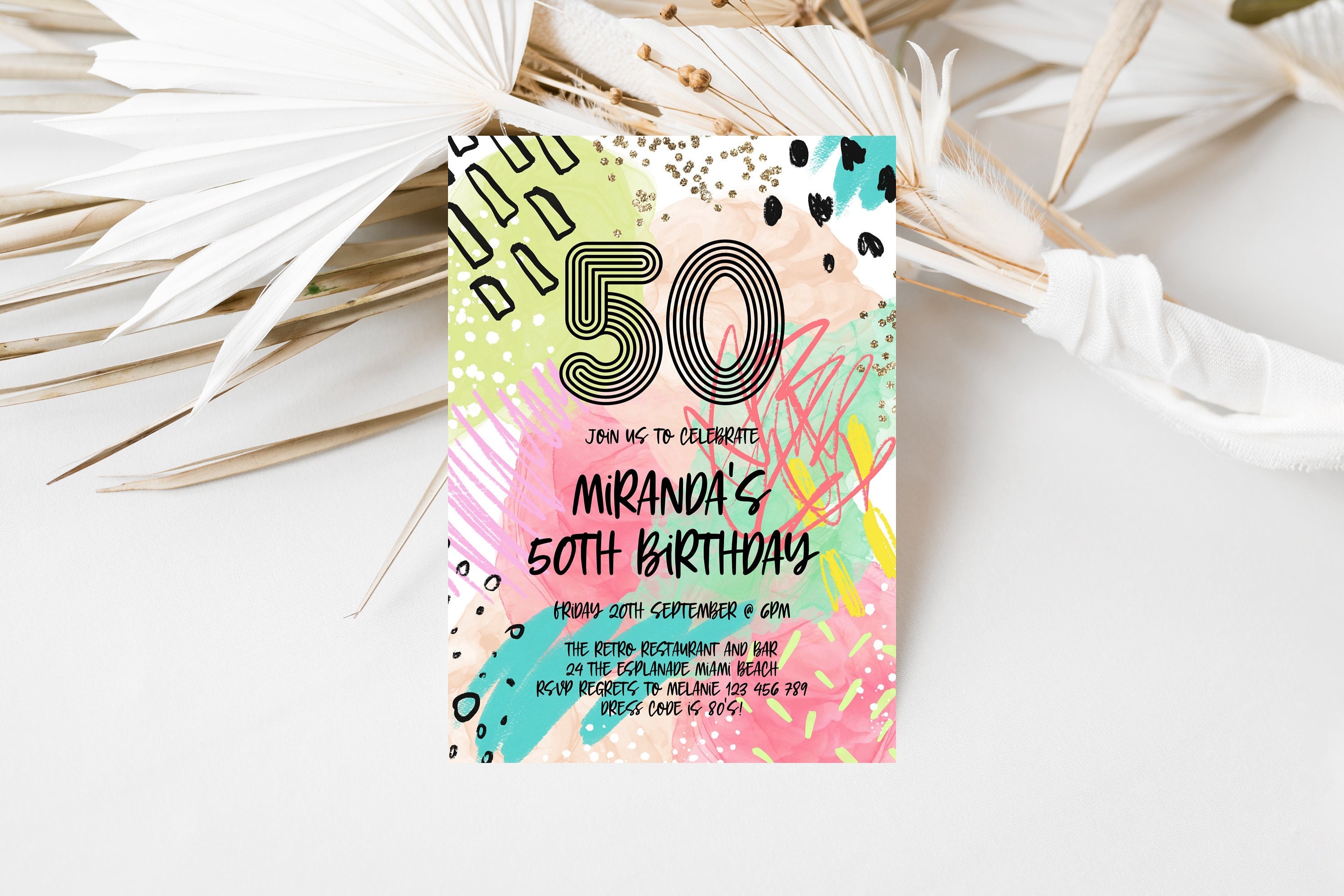 Any Age 80s Party Invitation 50th Retro Birthday Invite 80s Party 40th Birthday Invitation 80s Theme Invitation Template