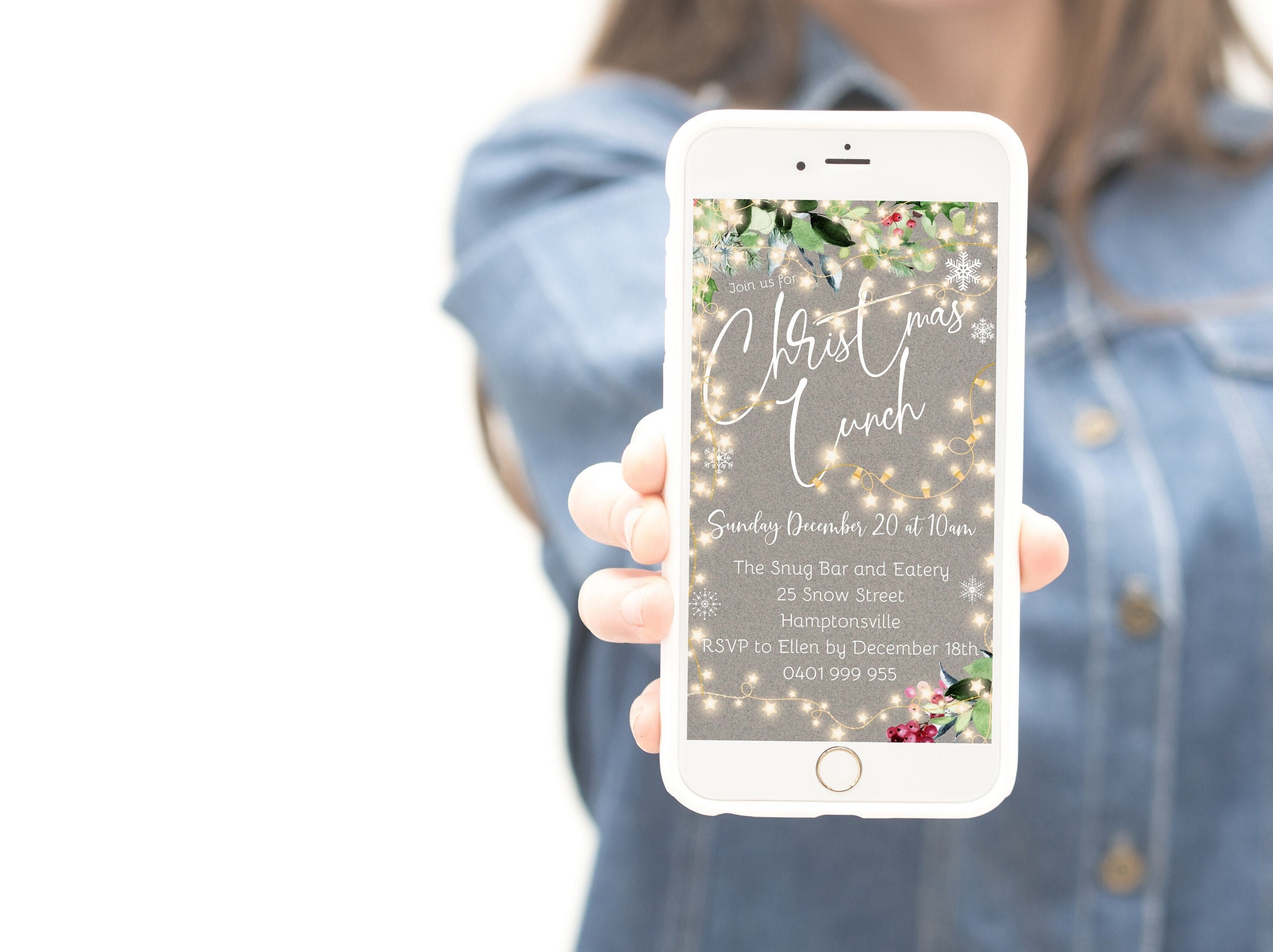 Ppc Invitation Paper Berry Greenery Party Evite Text Invite Template NOEL-2 PPC-19 ...