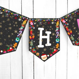 Weihnachten Geburtstag druckbares Banner, Santa Banner, Weihnachtsfeier Banner, bearbeitbare Vorlage