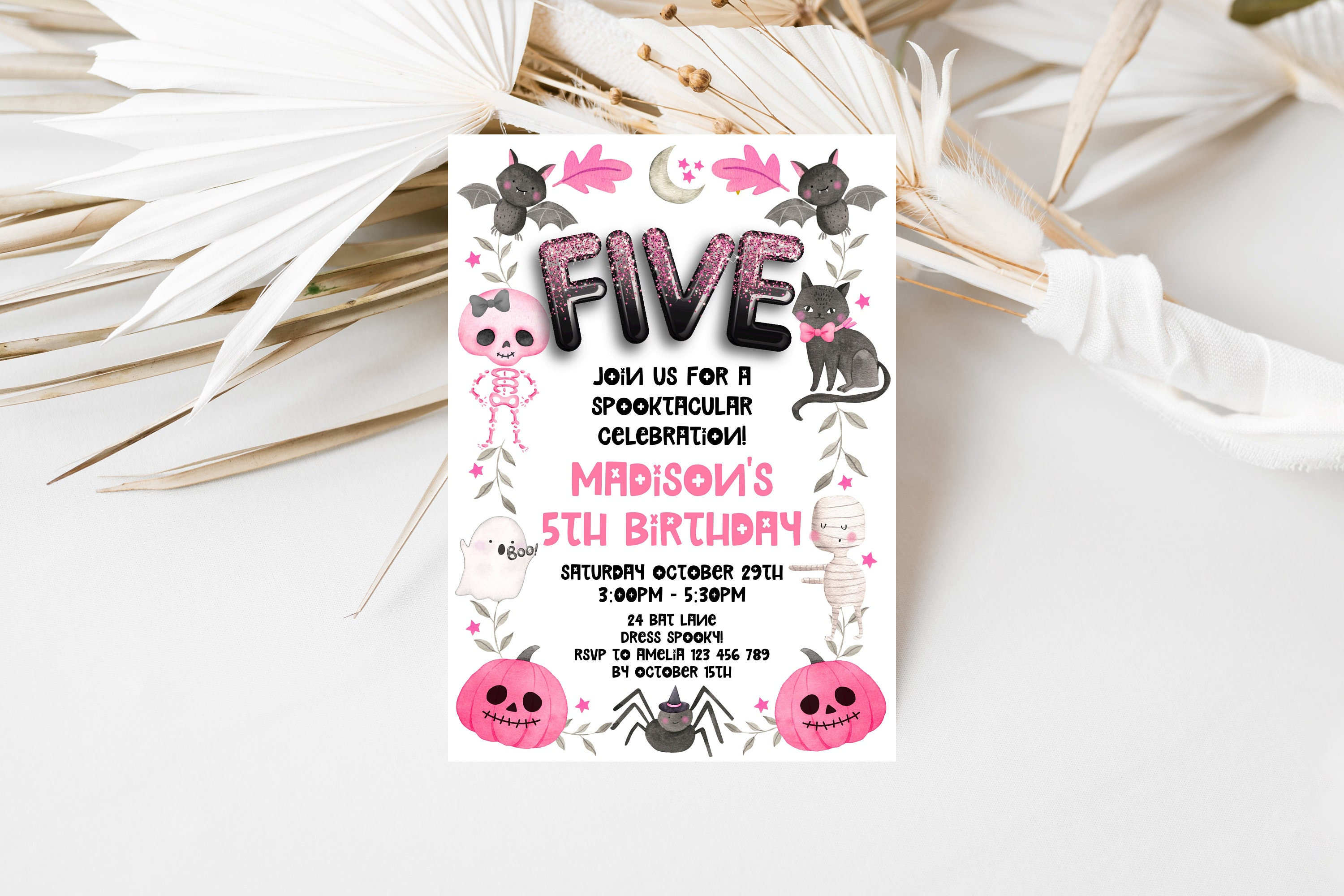 Halloween 5th Birthday Invitation Etsy Canada