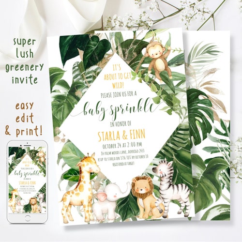 Oh Boy Safari Baby Shower Invitation Editable Invitation You Etsy