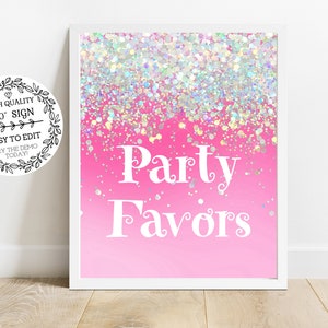 8x10 Editable Sign, Birthday Party Activity Table Party Favors Sign Rainbow Holographic Sign, hohp1