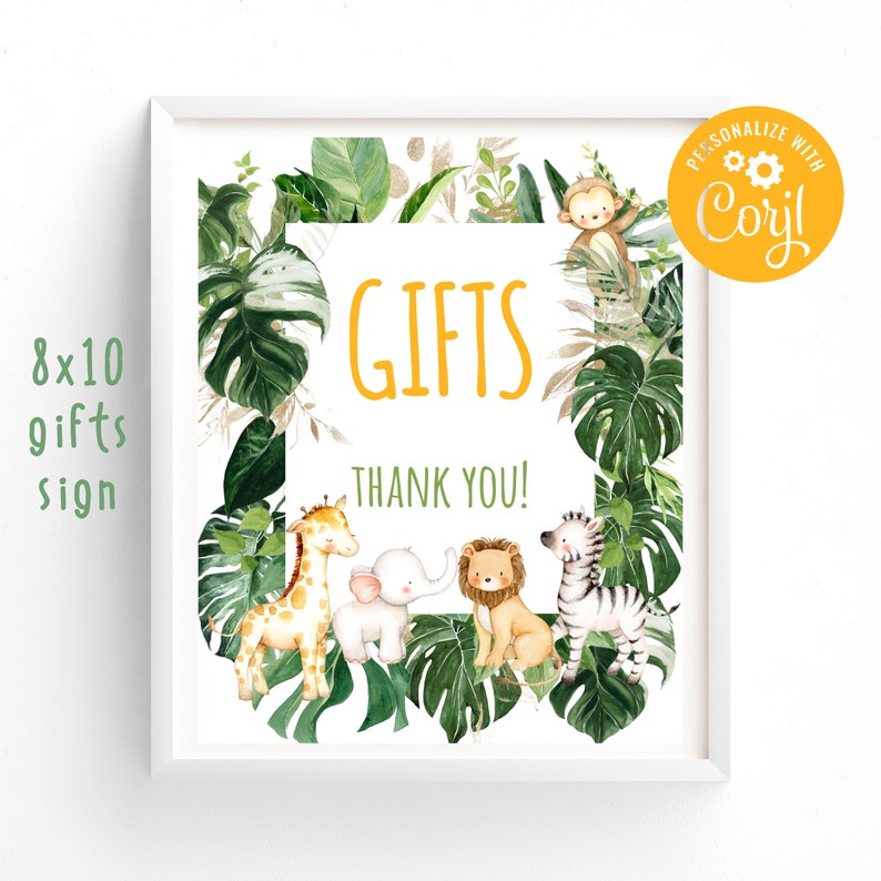 A4 Safari Baby Shower Gifts Sign Jungle Baby Shower Boy Sign Etsy Italia