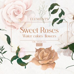 Motiv elemente floral, rosa und karamell Rose Blume, florale Aquarellfarben, Blumen Clipart, digitaler Download, PNG Datei, Clip art