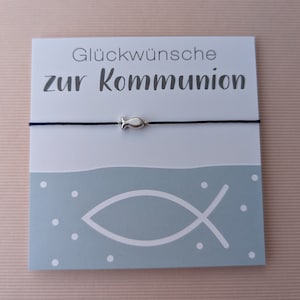 Armband Kommunion, personalisierbares Armband Kommunionkind, Fischarmband, Fischarmband Kommunion, Glückwünsche, Geschenk zur Kommunion