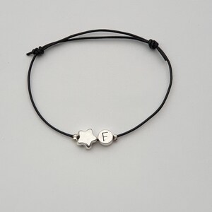 Lederarmband mit Stern und Buchstabe in gold oder silber, Armband Sternenkinder, Namensarmband mit Stern, Initalienarmband, Farbwahl