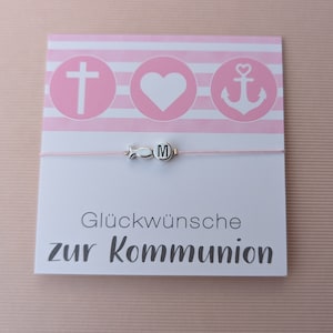Armband Kommunion, personalisierbares Armband Kommunionkind, Fischarmband, Fischarmband Kommunion, Glückwünsche, Geschenk zur Kommunion