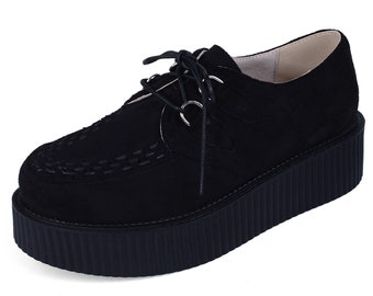 black oxford platform shoes