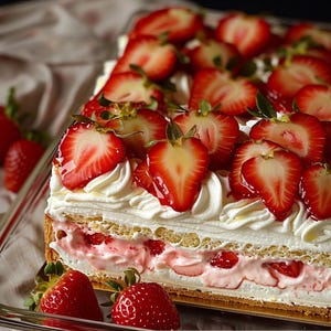 Strawberry Eclair Cake Recipe – No-Bake Dessert Printable Card