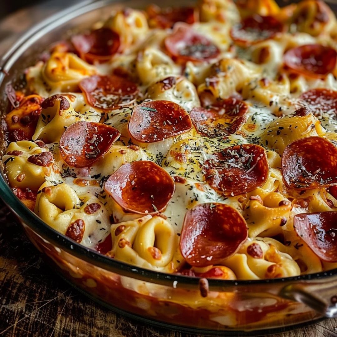 Pepperoni Sausage Pasta Bake Slow Cooker Cheese Tortellini