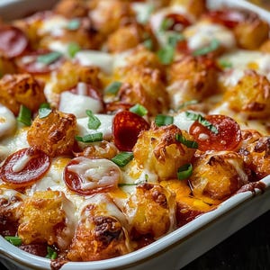 Tater Tot Pizza Casserole Printable Recipe | Easy Family Dinner Download