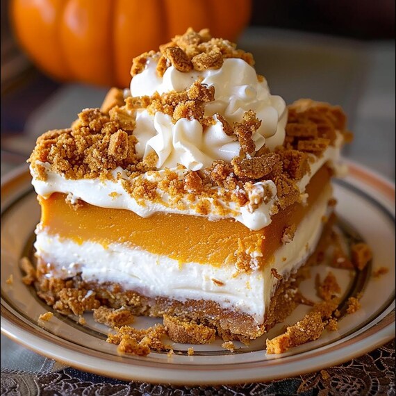 Creamy Layered Pumpkin Dessert With Ginger Snap Crust Recipe