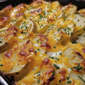 Receta de rodajas de patata con queso | Comida fácil y reconfortante | Descarga instantánea
