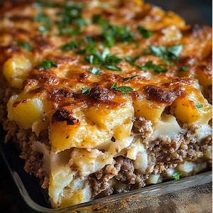 Receta de cazuela de papas cargadas y pastel de carne: ¡apta para vegetarianos, con queso y reconfortante!