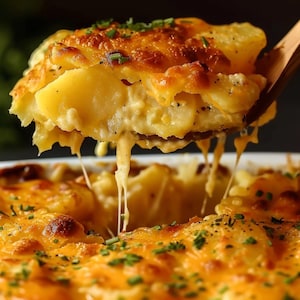 Receta descargable | Papas gratinadas con queso: una guarnición cremosa y reconfortante. Un clásico.