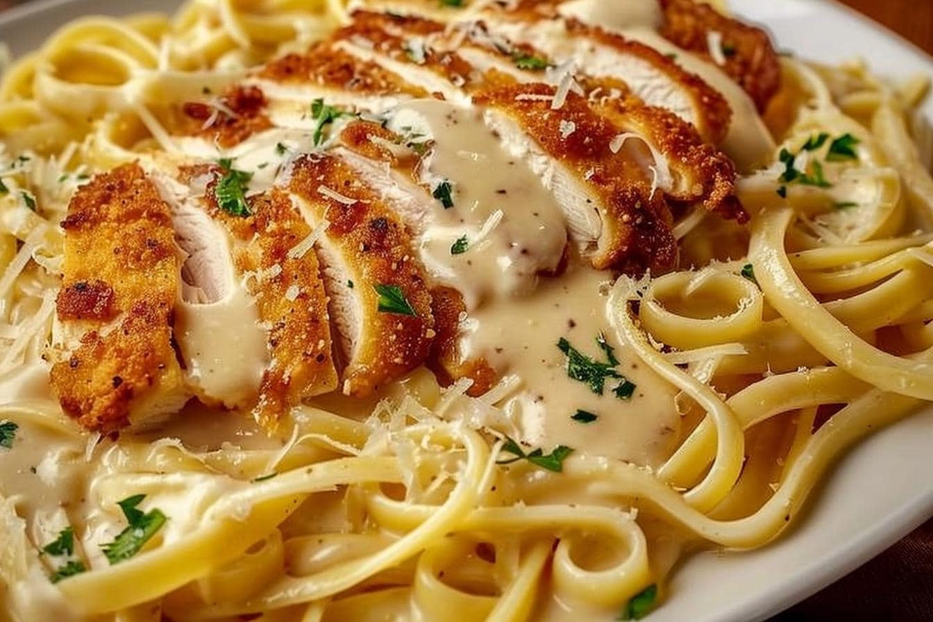 Crispy Chicken Alfredo Fettuccine – Downloadable Rich & Comforting Pasta Dinner Recipe