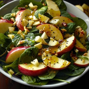 Apple Spinach Salad with Honey Mustard Lemon Dressing – Downloadable Fresh & Healthy Salad Recipe
