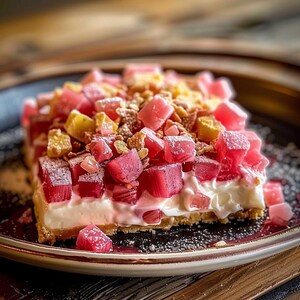 Receta de postre de ruibarbo en capas sin horno: postre veraniego fácil (PDF descargable)