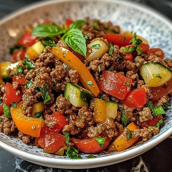 Downloadable Mediterranean Ground Beef Stir Fry Recipe – Quick