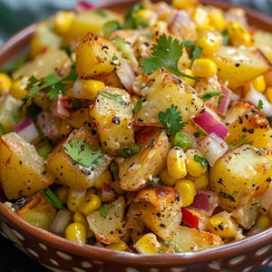 Receta de ensalada de papa y maíz mexicana: una deliciosa guarnición de verano (tarjeta imprimible)
