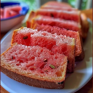 Receta de pan de sandía | Pan dulce divertido y afrutado | Descarga digital imprimible