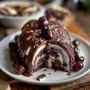 Swiss Chocolate Cherry Roll Cake Recipe – Downloadable Dessert Guide